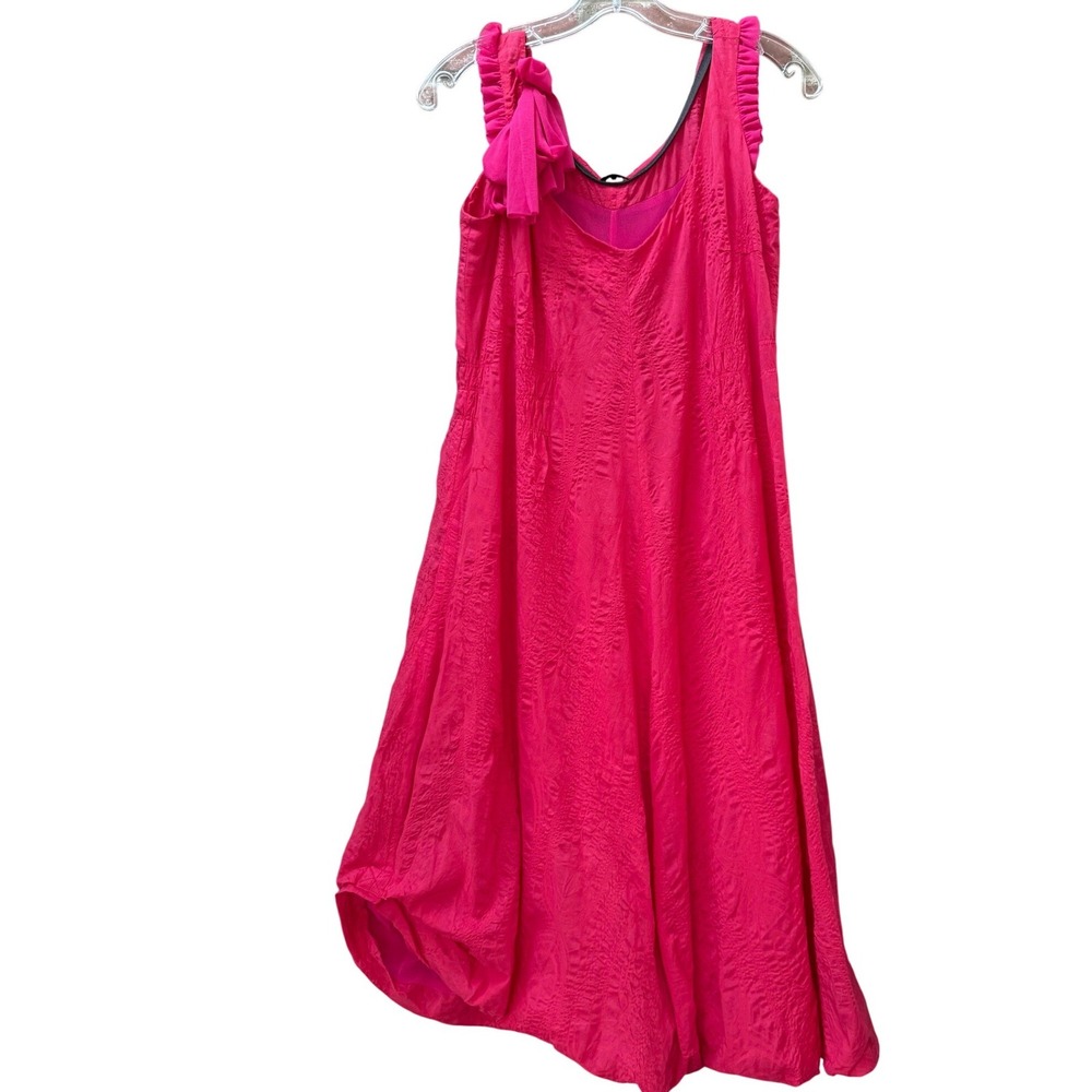 Moloko Fuchsia Statement Dress Ruffle Strap Bows Textured Bubble Skirt Small 4/6